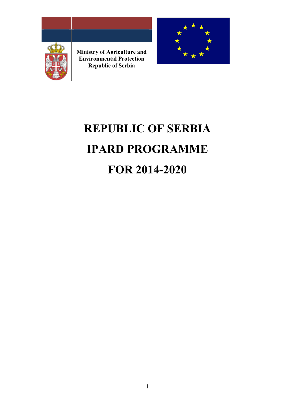 Republic of Serbia Ipard Programme for 2014-2020