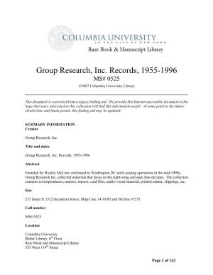 Group Research, Inc. Records, 1955-1996 MS# 0525 ©2007 Columbia University Library