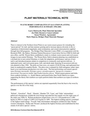 Plant Materials Technical Note No