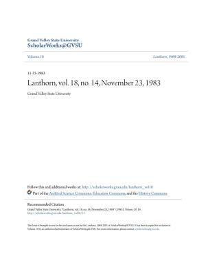 Lanthorn, Vol. 18, No. 14, November 23, 1983 Grand Valley State University