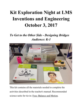 Kit Exploration Night at LMS Inventions and Engineering October 3, 2017