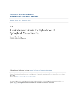 Curriculum Revision in the High Schools of Springfield, Massachusetts