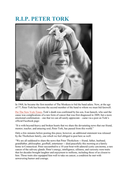 RIP Peter Tork