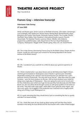 Frances Gray – Interview Transcript