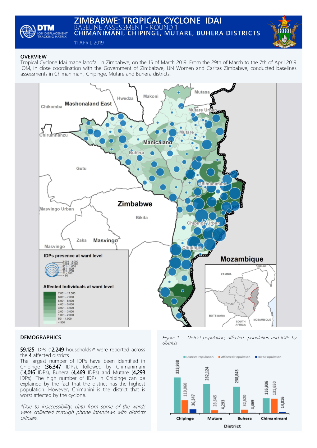 Zimbabwe: Tropical Cyclone Idai Baseline Assessment - Round 1 Chimanimani, Chipinge, Mutare, Buhera Districts