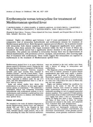Erythromycin Versus Tetracycline for Treatment of Mediterranean Spotted Fever
