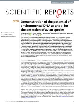 Demonstration of the Potential of Environmental DNA As A