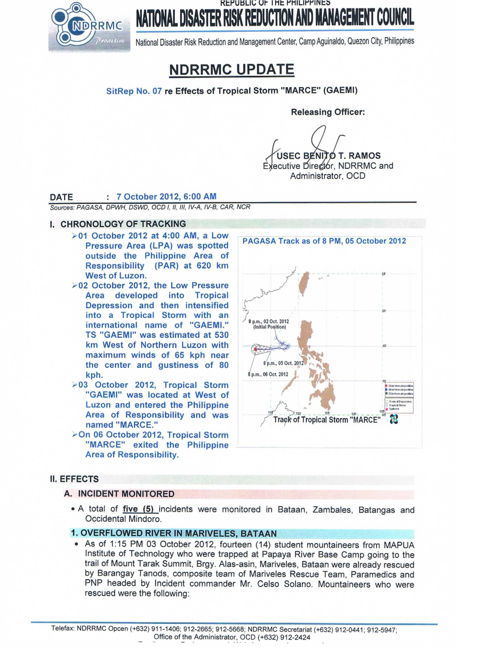 NDRRMC Update Sit Rep 07 Re Effects of TS MARCE.Mdi