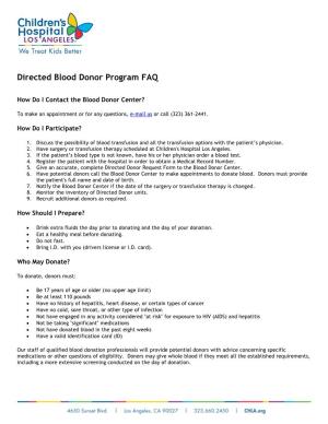 Directed Blood Donor Program FAQ