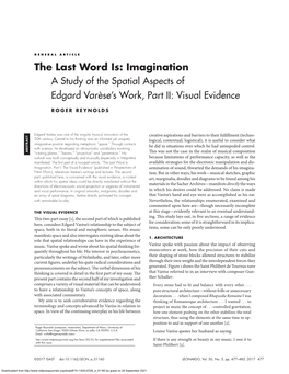 A Study of the Spatial Aspects of Edgard Varèse's Work, Part II