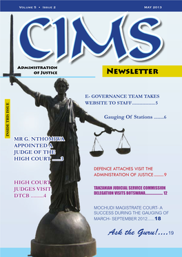 CIMS Newsletter, Vol 5, Issue 2, 2013