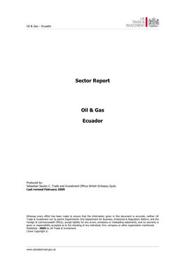 Sector Report Oil & Gas Ecuador