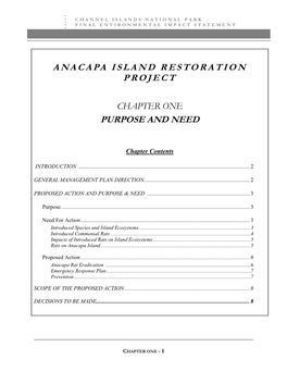 Anacapa Island Restoration Project Purpose and Need