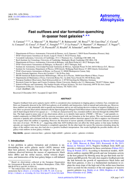 Fast Outflows and Star Formation Quenching in Quasar Host Galaxies