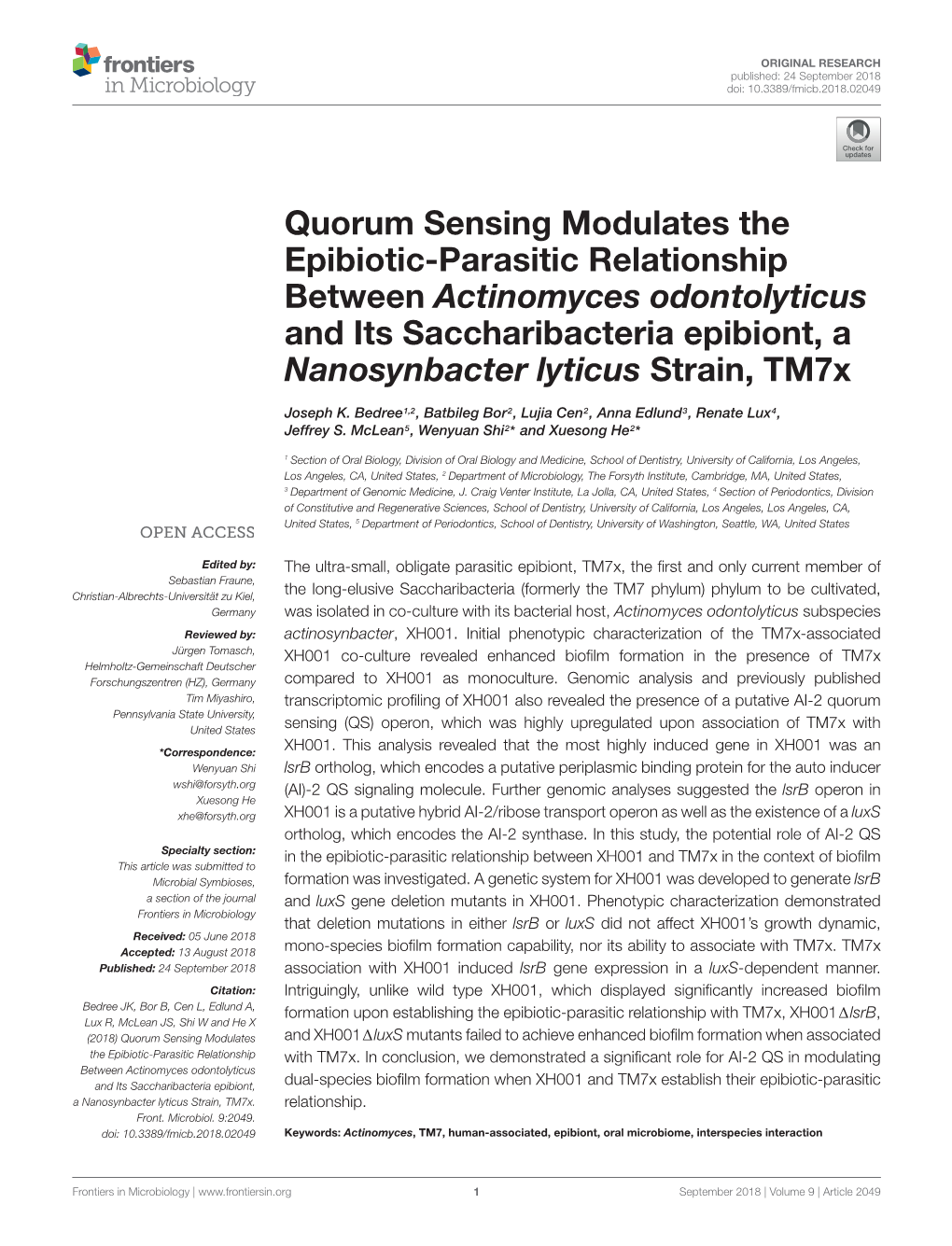 Quorum Sensing Modulates the Epibiotic-Parasitic Relationship