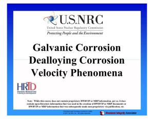 Galvanic Corrosion Dealloying Corrosion Velocity Phenomena