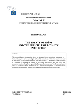 The Treaty of Prüm and the Principle of Loyalty (Art