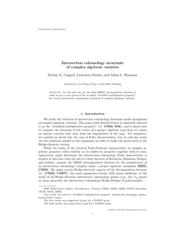 Intersection Cohomology Invariants of Complex Algebraic Varieties