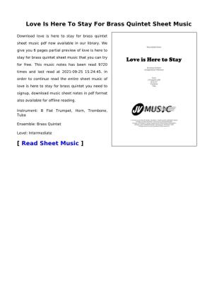 Love Is Here to Stay for Brass Quintet Sheet Music