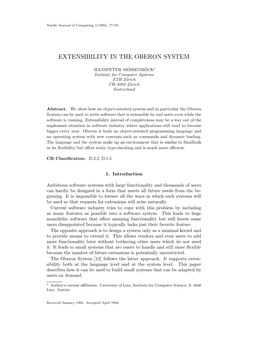 Extensibility in the Oberon System