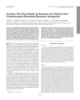 Acyline: the First Study in Humans of a Potent, New Gonadotropin-Releasing Hormone Antagonist
