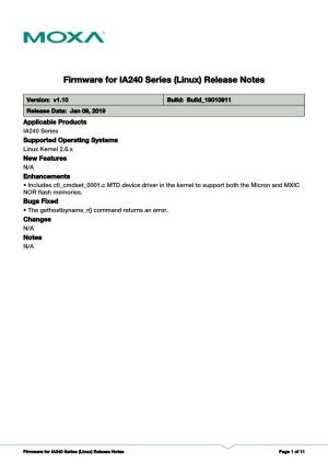 Firmware for IA240 Series (Linux) Release Notes