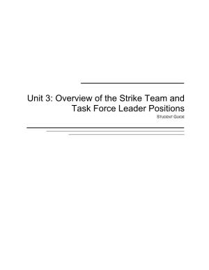 DIVS Unit 3: Overview of the Strike Team and Task Force Leader Positions