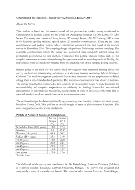 Uttarakhand Pre-Election Tracker Survey, Round-2, January 2017