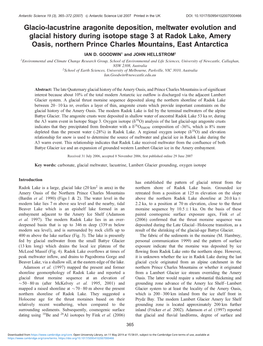 Glacio-Lacustrine Aragonite Deposition, Meltwater Evolution And