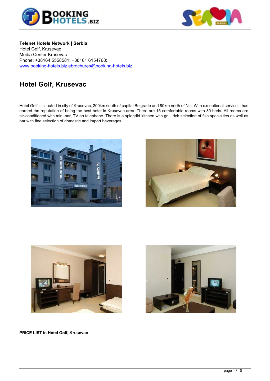 Fr Ebrochures 189 | Hotel Golf, Krusevac