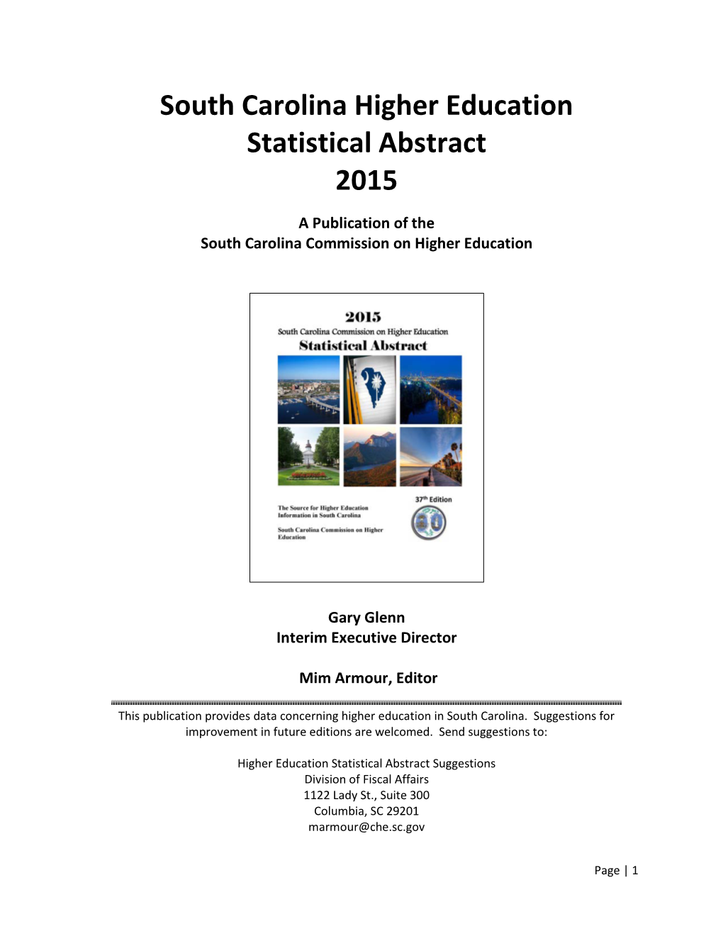 South Carolina Higher Education Statistical Abstract 2015