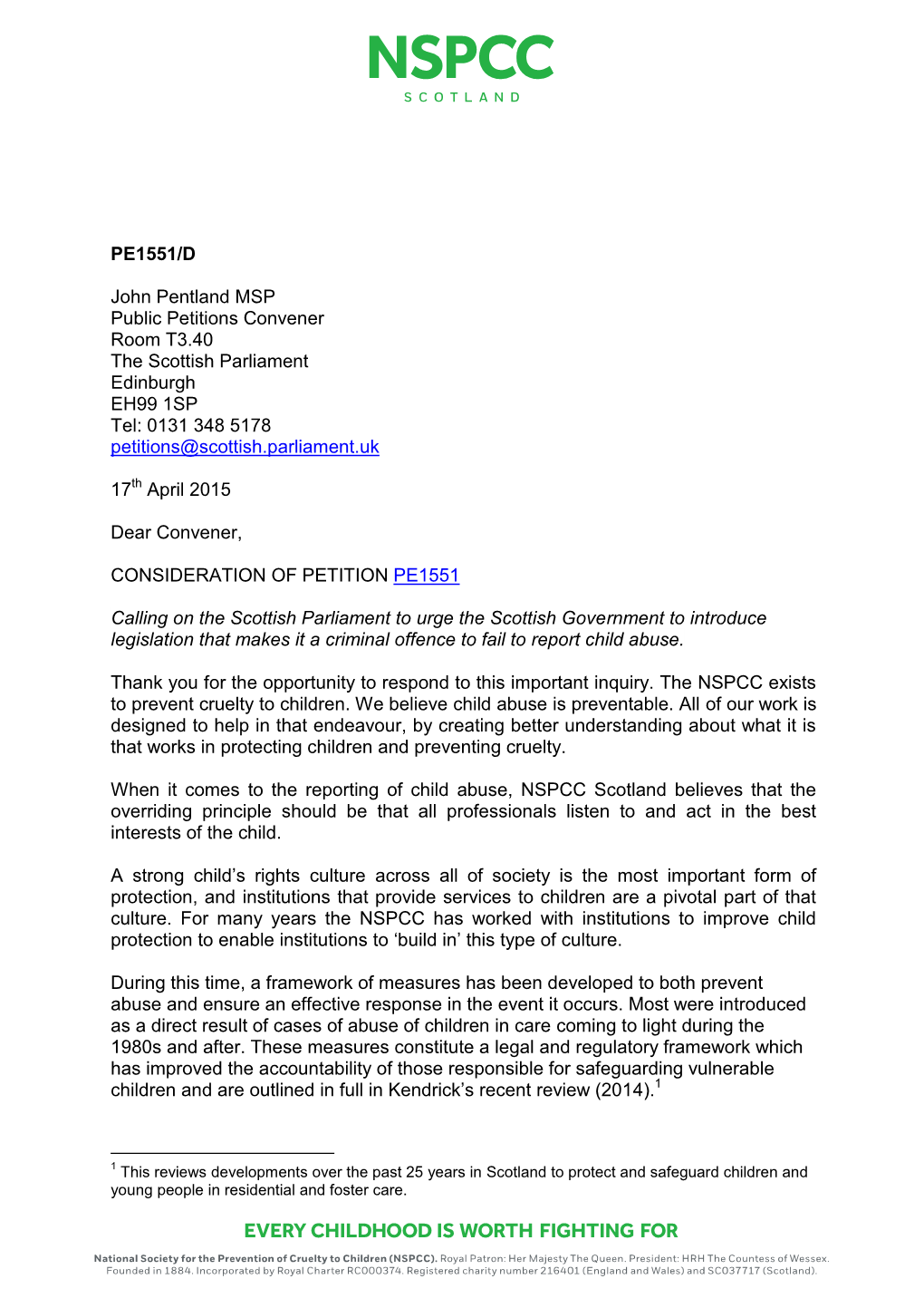 NSPCC Scotland Letterhead