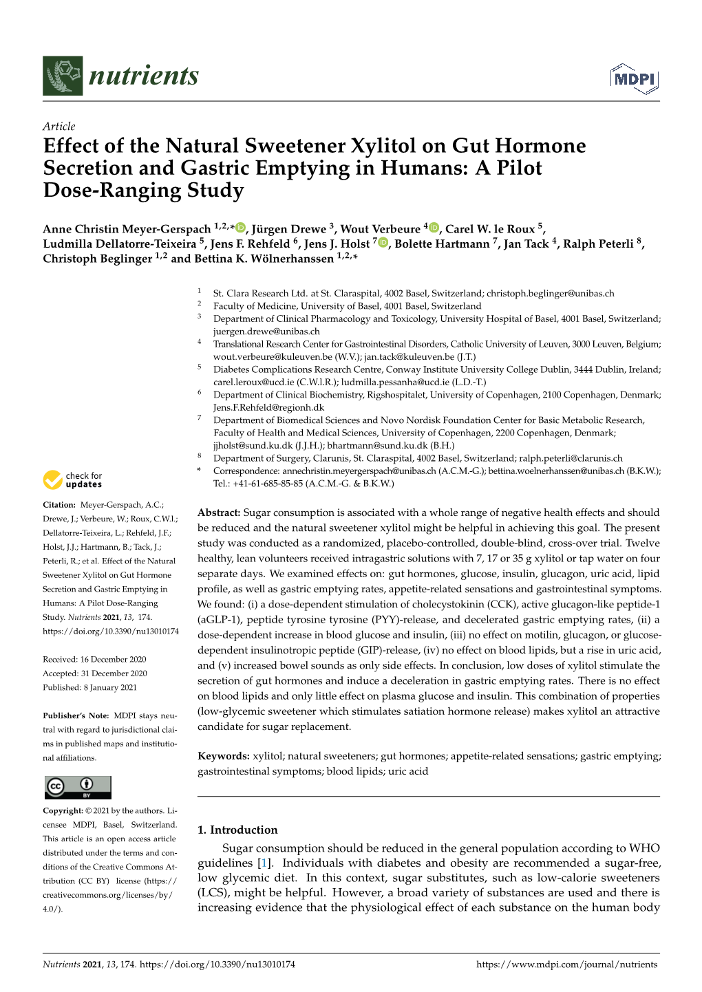 Effect of the Natural Sweetener Xylitol on Gut Hormone Secretion and Gastric Emptying in Humans: a Pilot Dose-Ranging Study