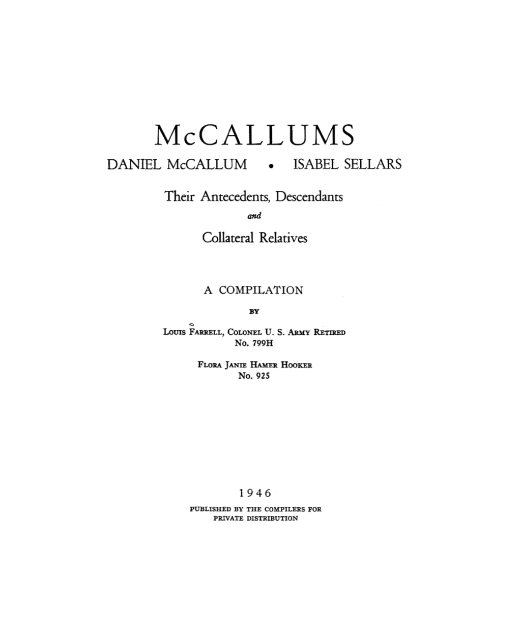 Mccallums DANIEL Mccallum • ISABEL SELLARS