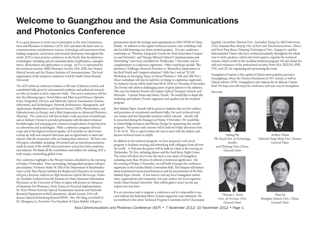 Guangzhou and the Asia Communications and Photonics Conference
