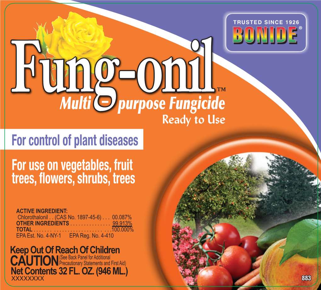 Multi Purpose Fungicide Ready to Use for Control of Plant Diseases for Use on Vegetables, Fruit Trees, Flowers, Shrubs, Trees
