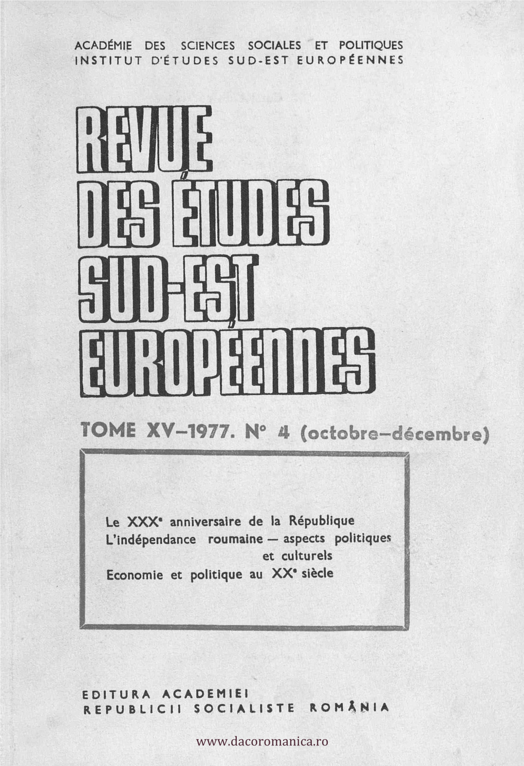 TOME XV-1977. N° 4(Octobred4cembre)