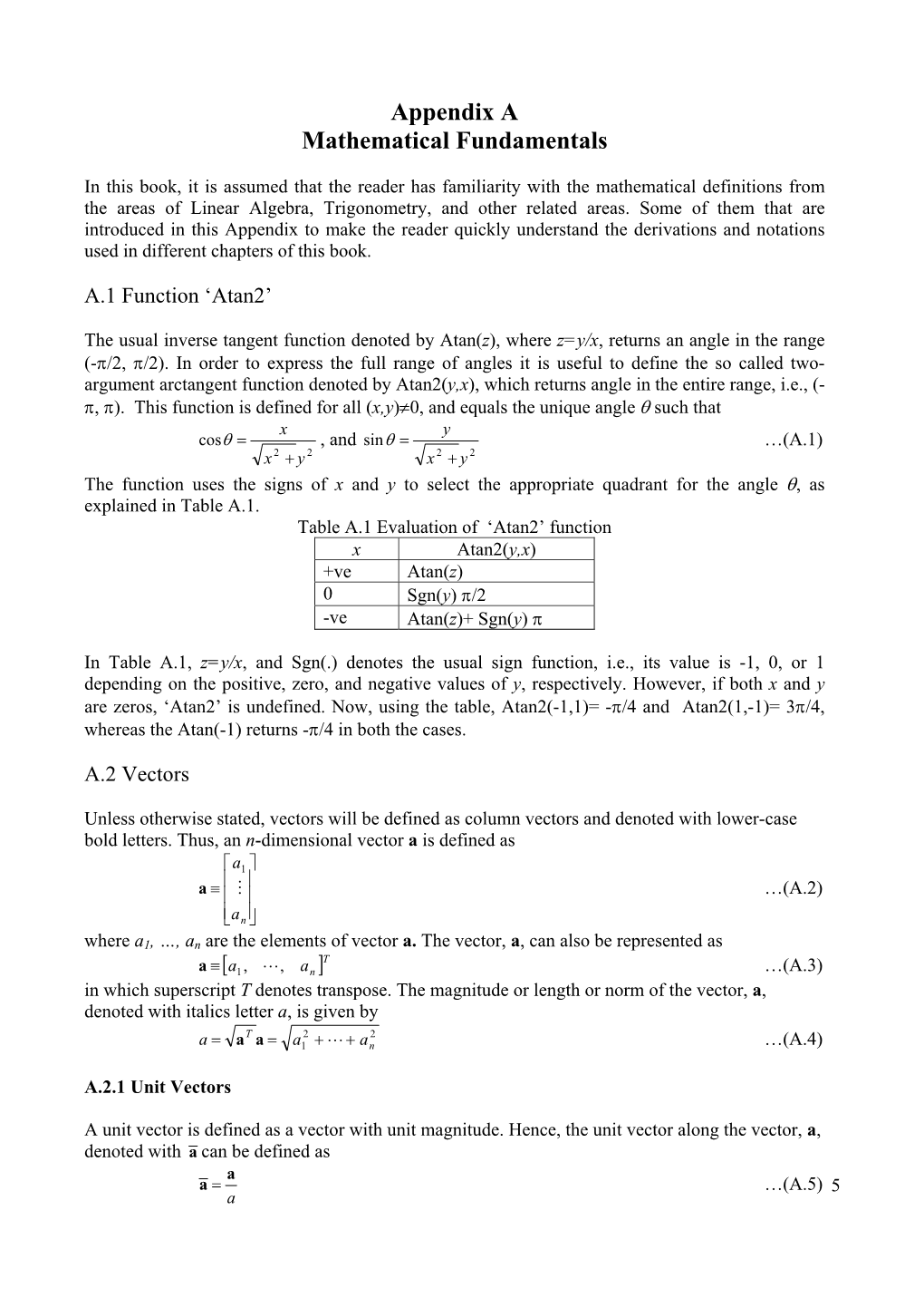 Appendix a Mathematical Fundamentals