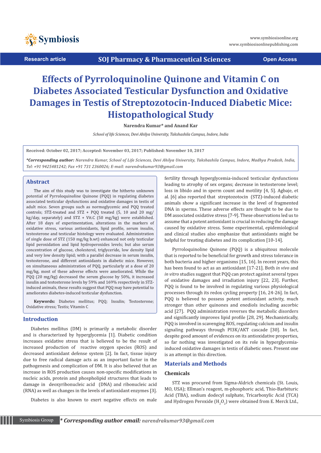 Effects of Pyrroloquinoline Quinone and Vitamin C on Diabetes