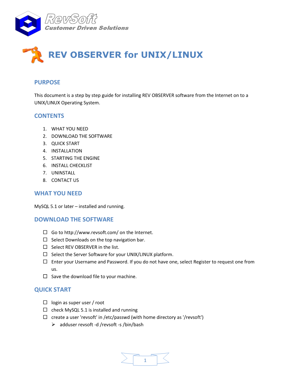 REV OBSERVER for UNIX/LINUX