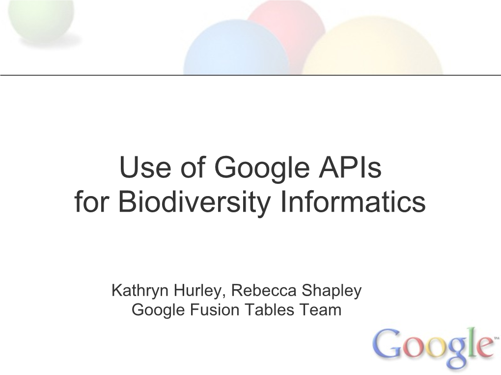 Brisbin Google Apis for Biodiversity.Pdf