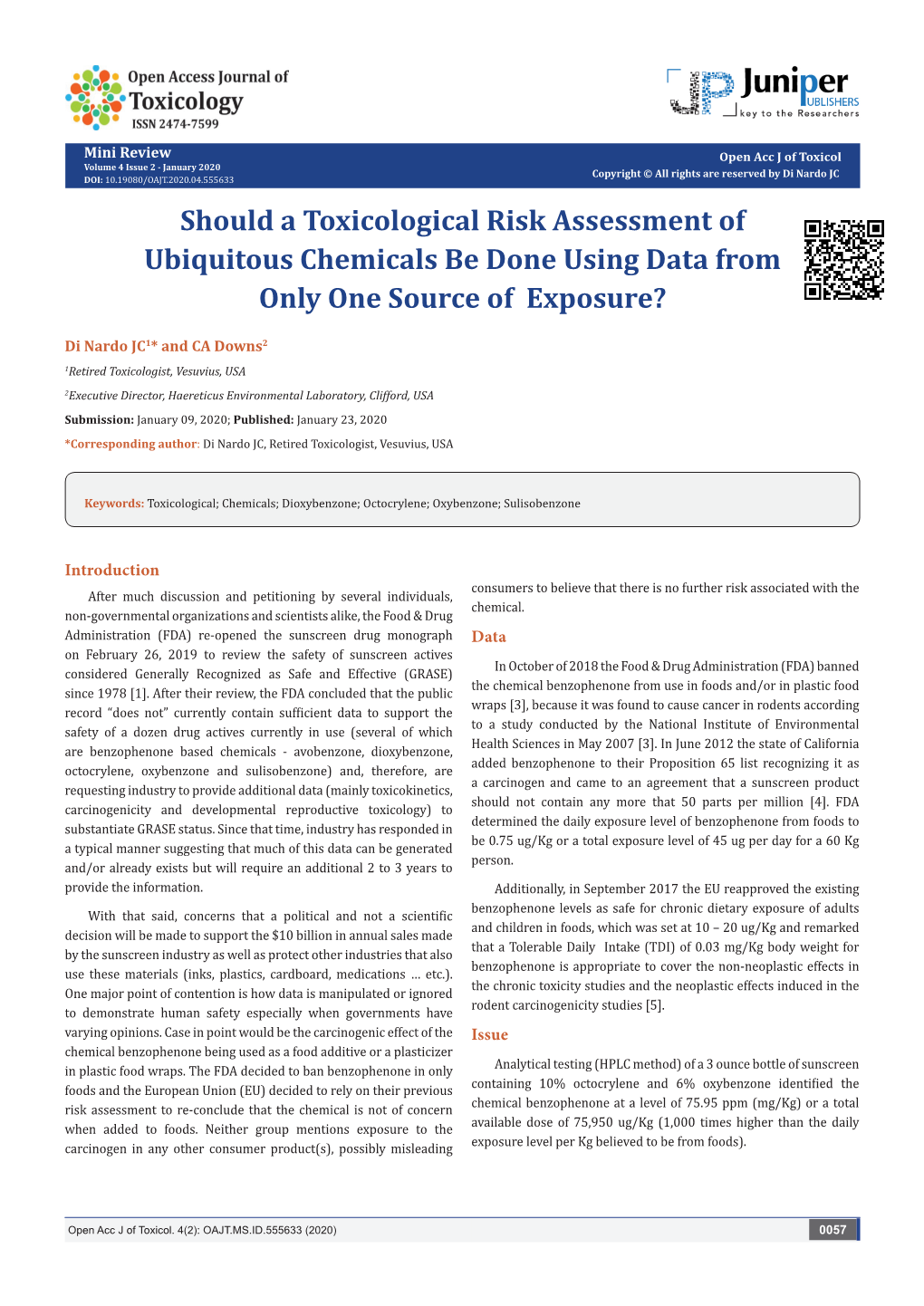 Should a Toxicological Risk Assessment of Ubiquitous Chemicals Be Done Using Data from Only One Source of Exposure?