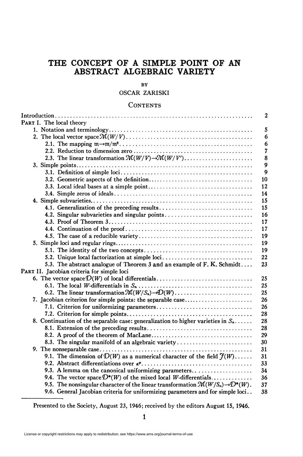 The Concept of a Simple Point of an Abstract Algebraic Variety