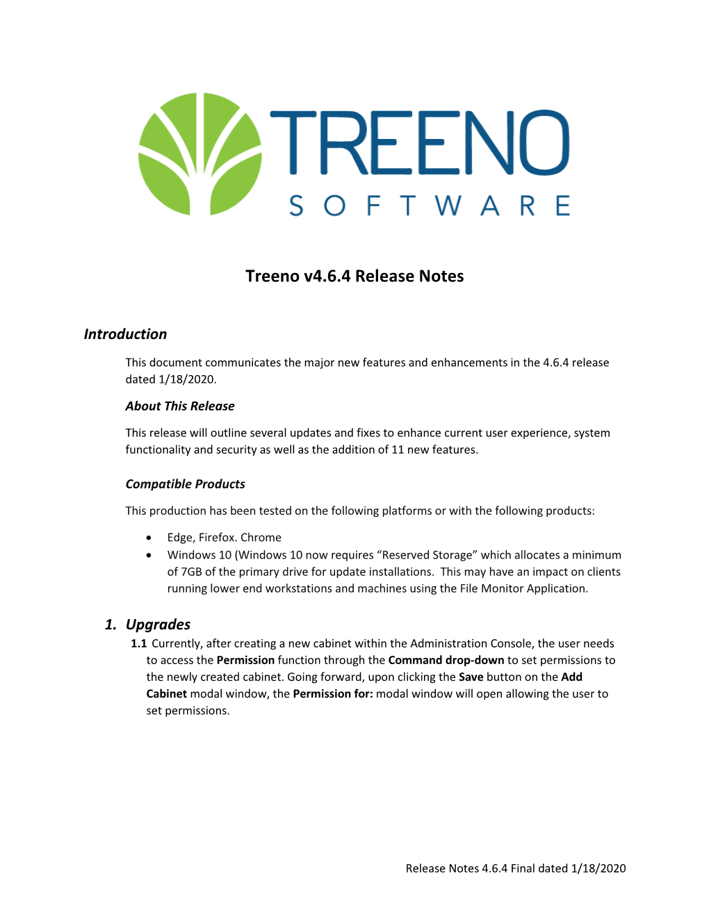 Treeno V4.6.4 Release Notes