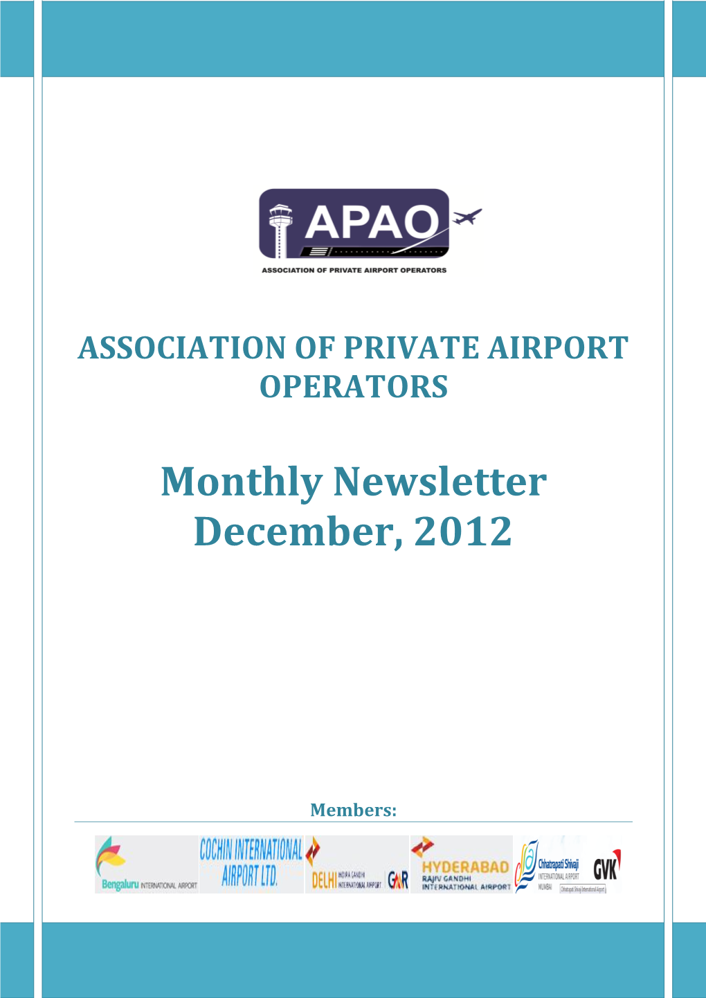 Monthly Newsletter December, 2012