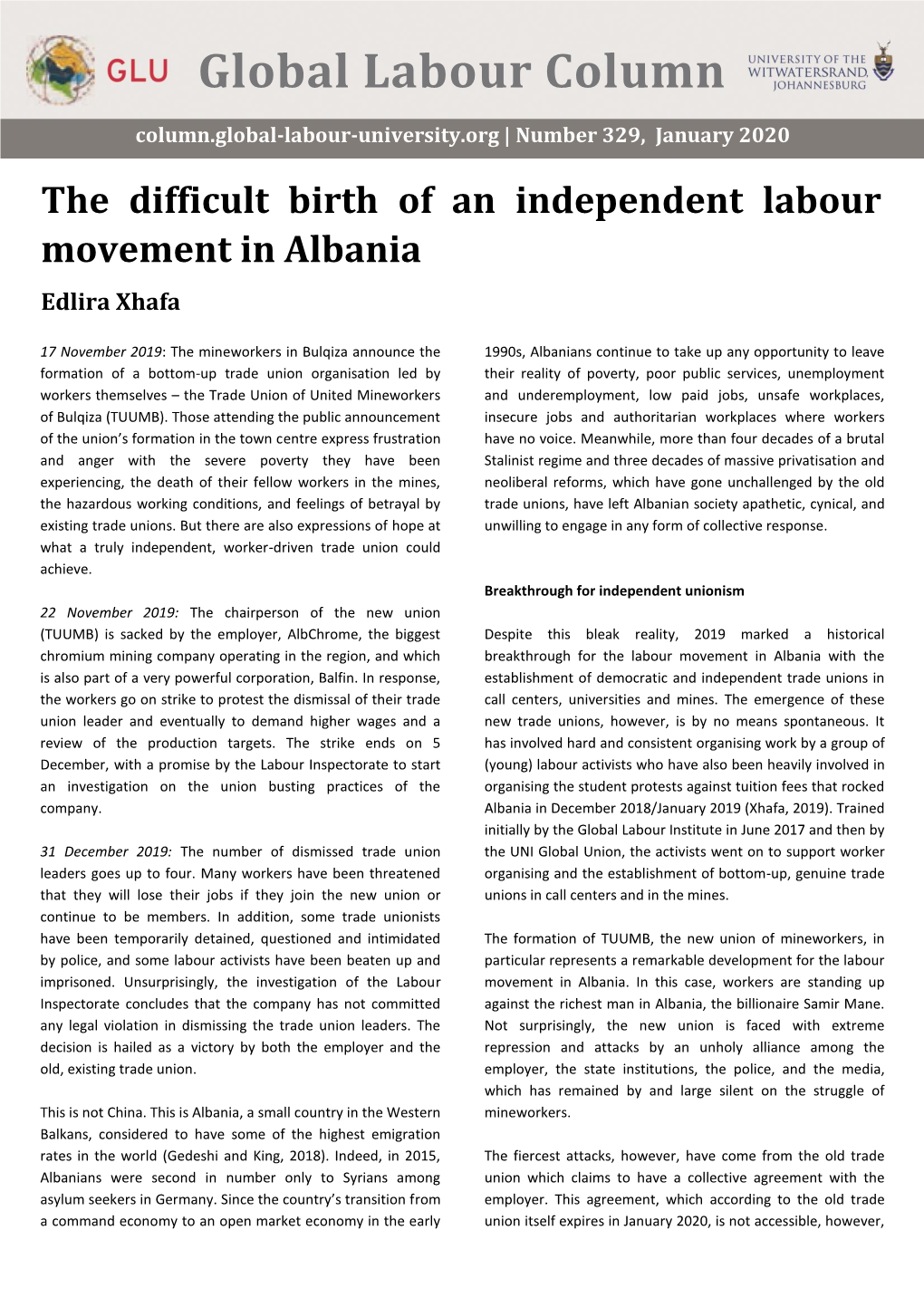 Global Labour Column