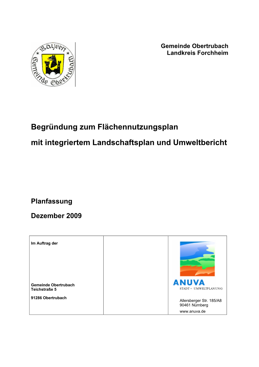 Begründung Zum Flächennutzungsplan Mit Integriertem Landschaftsplan Und Umweltbericht