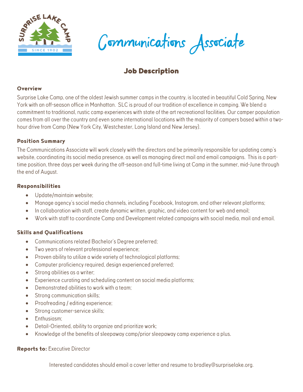 SLC Communications Associate Job Description