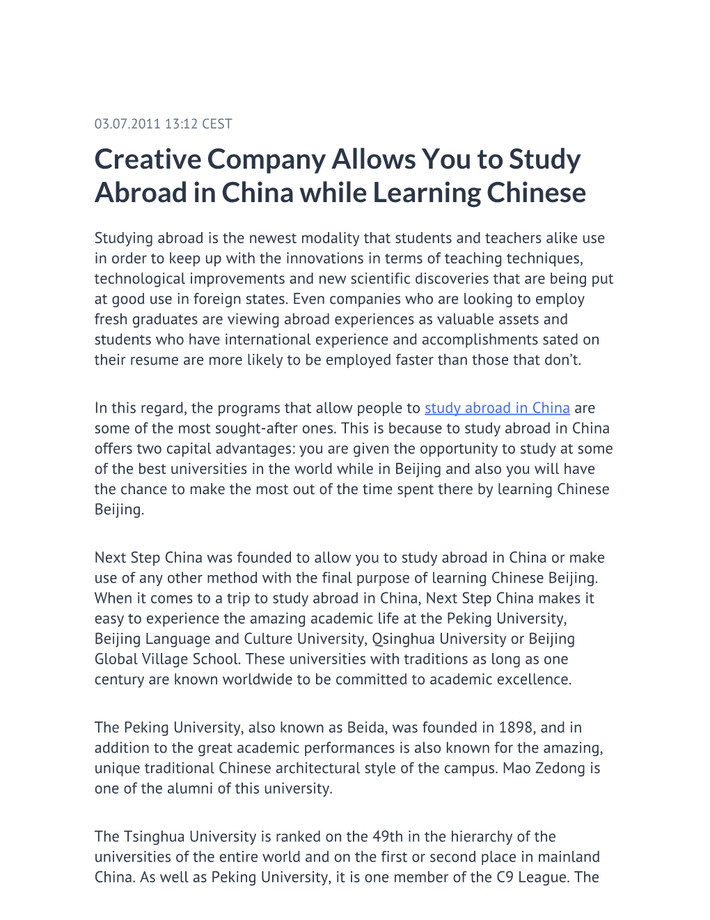 Creative Company Allows You to Study Abroad in China While Learning Chinese