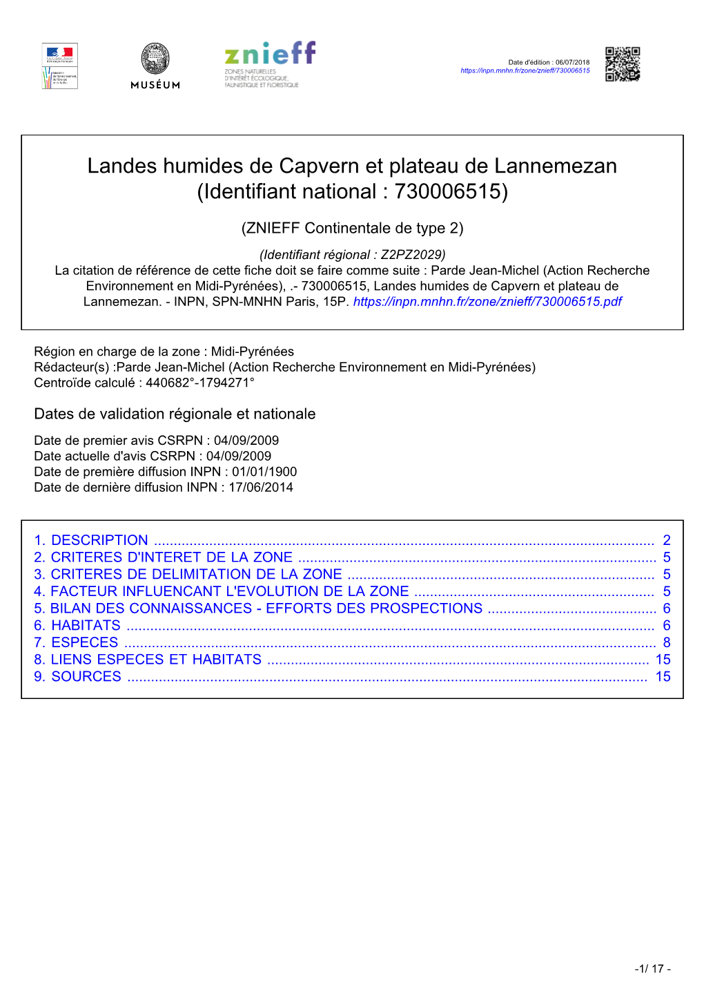 Landes Humides De Capvern Et Plateau De Lannemezan (Identifiant National : 730006515)